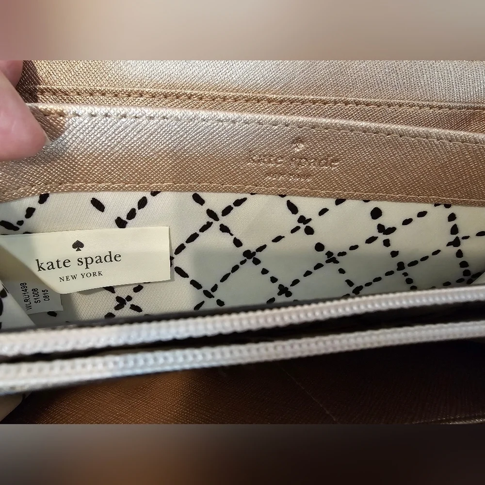 Kate Spade Metallic Rose Gold Zipe Around Wallet